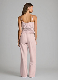 front Lyocell-Cotton Lace-Waist Cami & Long Pants Pajama Set