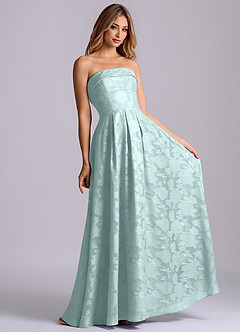 Azazie Lucienne Brudtärnklänningar Klä av A-Linje i Blommig Utbrändhet Axelbandslös Dimma image4