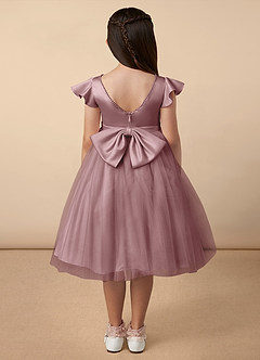Azazie Aster Final Sale Dusty Rose A-Line with Sleeves Tulle Dress image4