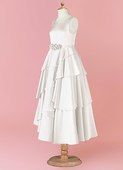 Barbie ♥ Azazie vestidos de niña de las flores Vestido de Diamante Blanco de Satén Elástico de Corte En A con Sin mangas image11