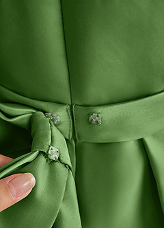 Azazie Princess Flower Girl Dresses Basil A-Line Pleated Matte Satin Dress image7