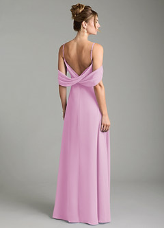 Azazie Mercedes Robes de demoiselle d'honneur Robe Trapèze en Mousseline de soie Épaule décolletée Rose Bonbon image2
