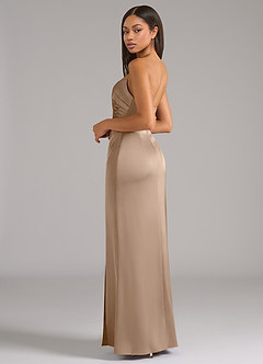 Azazie Marla Bridesmaid Dresses Taupe Sheath Strapless Stretch Satin Convertible Dress image5
