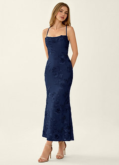 Octavenlly Navy Blue Lace Mesh Wedding Guest image3