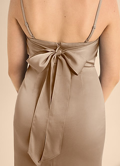 Azazie Mai Junior Taupe A-Line Sweetheart Neckline Stretch Satin Dress image6