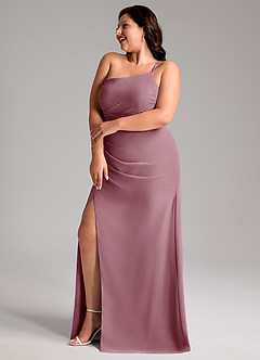 Azazie Eren Bridesmaid Dresses Vintage Mauve Sheath One Shoulder Chiffon Dress image11