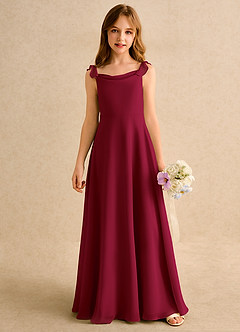 Azazie Puppy Girls Formal Flower Girl Dresses Burgundy A-Line Pleated Chiffon Dress image5