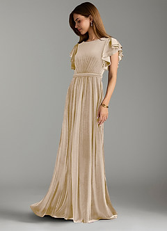 Azazie Daphne Modest Bridesmaid Dresses A-Line Velvet Floor-Length Dress with Belt image4