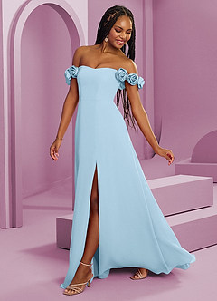 Barbie ♥ Azazie Bridesmaid Dresses Sky Blue A-Line Off the Shoulder Chiffon Convertible Dress image7