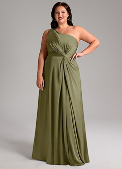 Azazie Brooke Jurken voor bruidsmeisjes Jurk van Stretch Satijn met A-Lijn One-Shoulder Pistache image12