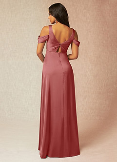 Azazie Rhea Maternity Bridesmaid Dresses A-Line Off-The-Shouler Pleated Stretch Satin Floor-Length Dress image2