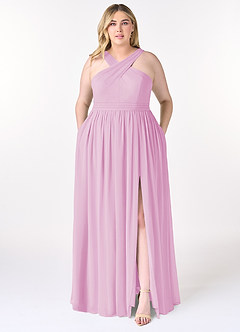 Azazie Elvira Bridesmaid Dresses Candy Pink A-Line Pleated Chiffon Dress image7