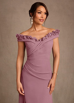 Azazie Jettie Mother of the Bride Dresses Vintage Mauve Sheath Pleated Chiffon Dress image5