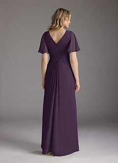 Azazie Morning Glory Mother of the Bride Dresses Plum A-Line V-Neck Ruched Chiffon Dress image2
