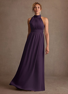 Azazie Antoinette Mother of the Bride Dresses Plum A-Line Pleated Chiffon Dress image3