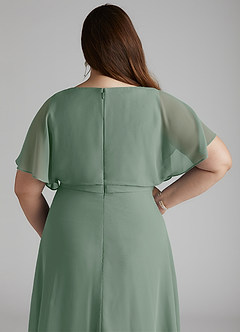 Azazie Aaliyah Modest Bridesmaid Dresses A-Line Scoop Pleated Chiffon Floor-Length Dress image10