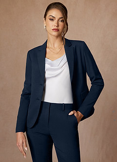 Whitney Dark Navy Structured Stretch Blazer