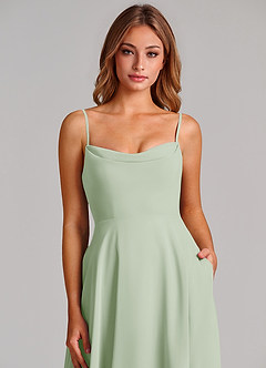 Azazie Elle Bridesmaid Dresses Dusty Sage A-Line Pleated Chiffon Dress image6