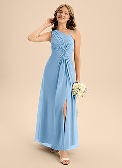 Azazie Brooke Junior Powder Blue A-Line Side Slit Chiffon Dress image3