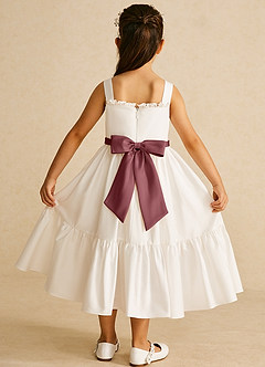 Azazie Ettie Flower Girl Dresses Ivory Desert Rose A-Line Bow Cotton Dress image4