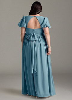 Azazie Madisynn Maternity Bridesmaid Dresses Bow Chiffon Floor-Length Dress image6