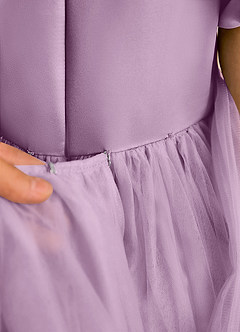 Azazie Cocoa Flower Girl Dresses Wisteria Ball-Gown Pleated Tulle Dress image10