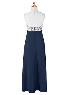 Azazie Rana Junior Dark Navy A-Line Lace Chiffon Dress image6