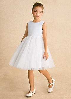 Azazie Esme Robe Demoiselle D'honneur Fillette Robe Princesse en Tulle Arc Blanc image5