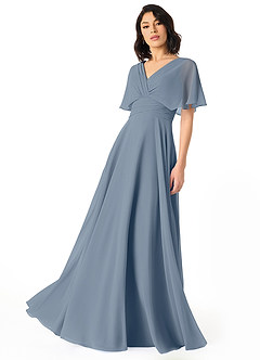 Azazie Pamela Bridesmaid Dresses Twilight A-Line V-Neck Pleated Chiffon Dress image1