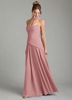 Azazie Gabriela Abiti da Damigella Abito A-Line in Chiffon Corsetto Rosa Polverosa image4