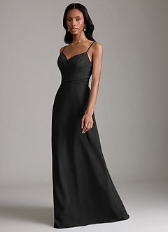 Azazie Kali Brudtärnklänningar Klä av A-Linje i Chiffong Plisserad Svart image6