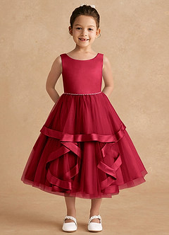 Azazie Posy Flower Girl Dresses Scarlet A-Line Beaded Tulle Dress image1
