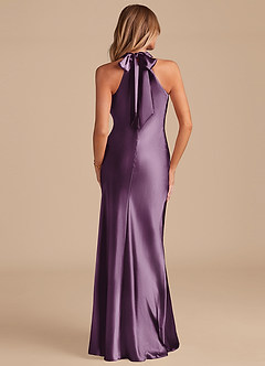 Azazie Doretta Bridesmaid Dresses Plum Mermaid Bow Metallic Satin Dress image6