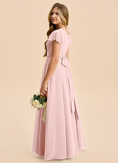 Azazie Cady Junior Powder Pink A-Line Pleated Chiffon Dress image6