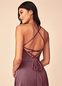 Azazie Mei Brudtärnklänningar Klänning av A-linje i Stretch Satin V-ringning Ametist image3