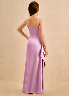 Azazie Cannoli Girls Formal Flower Girl Dresses Candy Pink A-Line Pleated Stretch Satin Dress image2