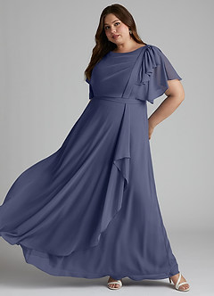 Azazie Aaliyah Modest Bridesmaid Dresses A-Line Scoop Pleated Chiffon Floor-Length Dress image8