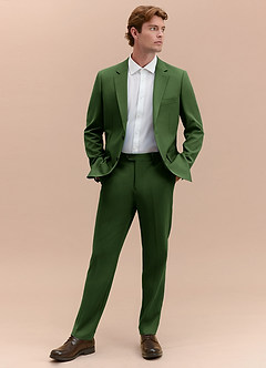 front James Olive Structured Stretch Suit