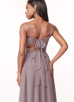 Azazie Zeya Bridesmaid Dresses Dusk A-Line V-Neck Pleated Chiffon Dress image2