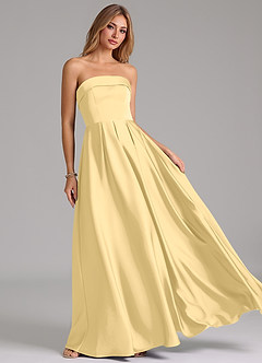 Azazie Lucienne Vestidos de damas de honor Vestido de Butter de Satén Elástico de Línea A Convertible con Sin tirantes image8