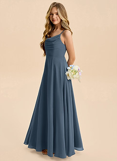 Azazie Gia Junior Abito A-Line in Chiffon Plissettato Blu Nettuno image1
