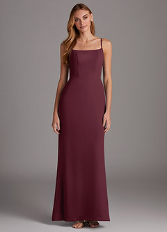 Azazie Tayla Bridesmaid Dresses Cabernet Sheath Square Neckline Chiffon Dress image1