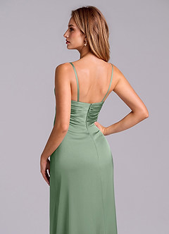 Azazie Sabrine Final Sale Matcha A-Line Sweetheart Neckline Stretch Satin Dress image7