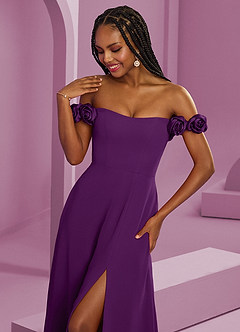Barbie ♥ Azazie Bridesmaid Dresses Grape A-Line Off the Shoulder Chiffon Convertible Dress image4