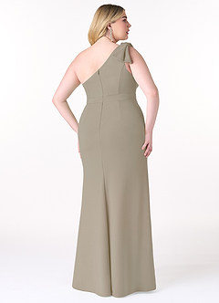 Azazie Rinna Abiti da Damigella Abito Sirena in Crepe Elasticizzato Monospalla Taupe image6