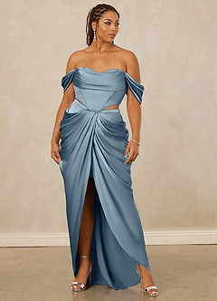 Christian Siriano Bridal for Azazie 1016 Bridesmaid Dresses Off Shoulder Stretch Satin and Chantilly Lace Two Piece image13