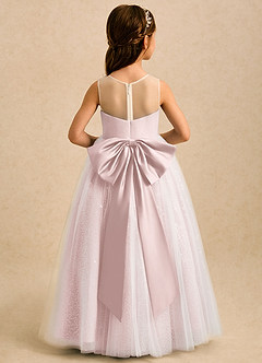 Azazie Addison Flower Girl Dresses Blushing Pink Ball-Gown Sequins Tulle Dress image2