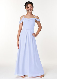 Azazie Alivia Junior A-Linie Schulterfrei Chiffon Kleid Lavendel image1