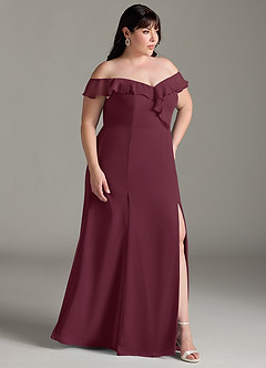 Azazie Sophie Vestidos de damas de honor Vestido de Cabernet de Gasa de Corte en A Convertible con Vestidos sin tirantes image10