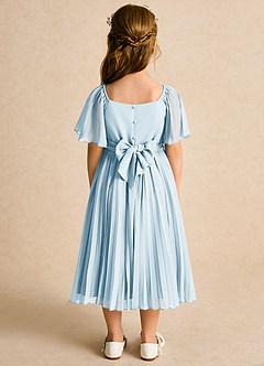 Azazie Gisele Abiti da Ragazza di Fiori Abito A-Line in Chiffon Plissettato Azzurro image6
